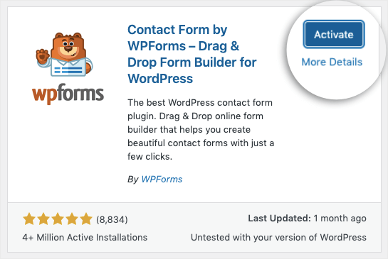 wpforms activate now