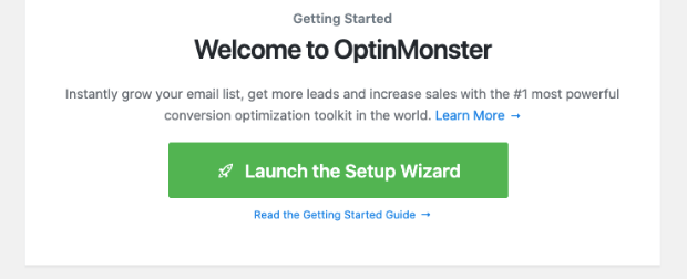 OptinMonster setup wizard