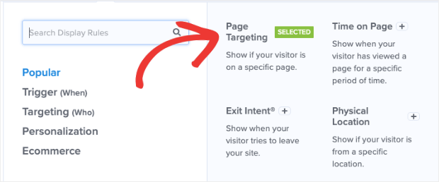 page-targeting rule in om