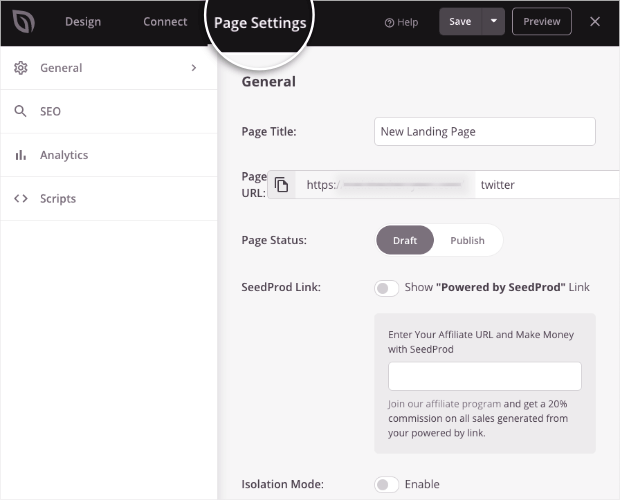 seedprod settings general