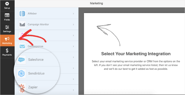 sendinblue connection with wpforms