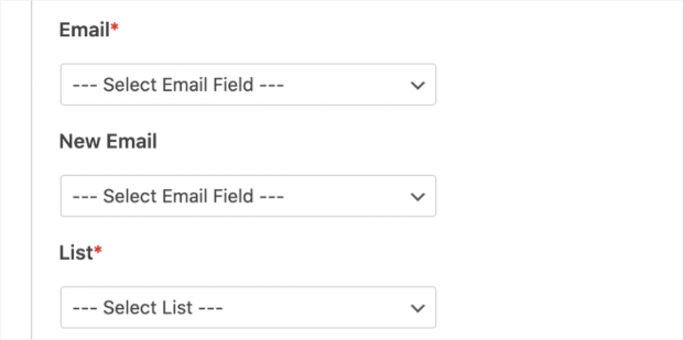 email fields in wpforms email integration