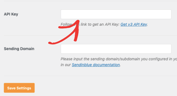 enter api key from sendinblue