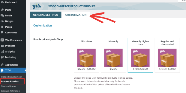 customize yith product bundle