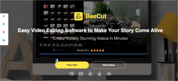 beecut video editing software for instagram