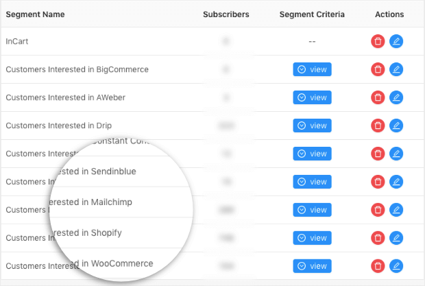 optinmonster segmentation with pushengage