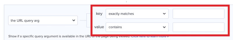 Query Argument Targeting configuration options