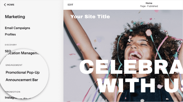 squarespace promotional popup builder