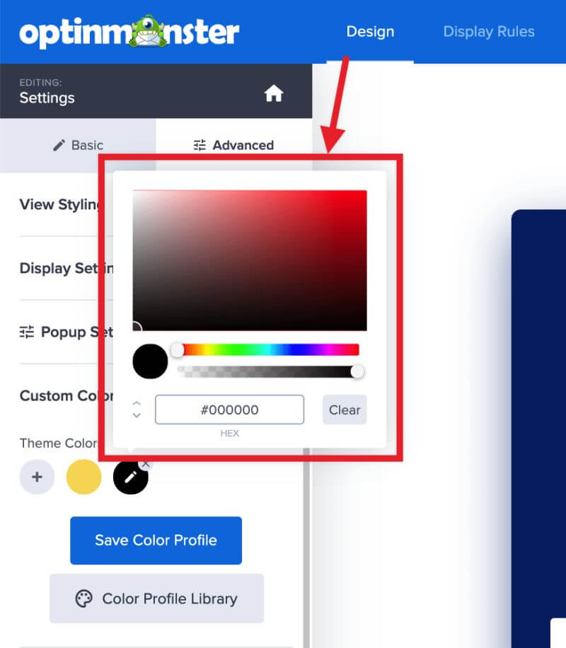 Edit color using the color picker.