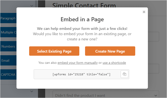 embed wpforms