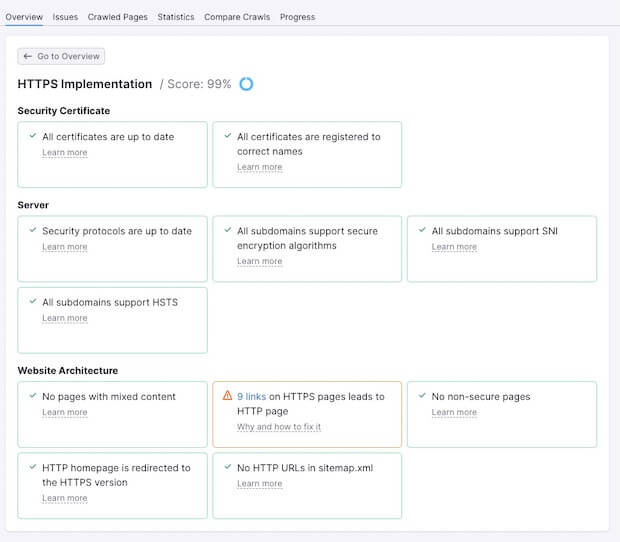 HTTPS Implementation Overview in SEMRush