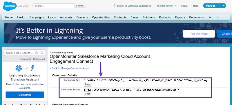 API Keys for Salesforce Connected App.