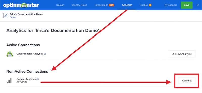 Connect Google Analytics.