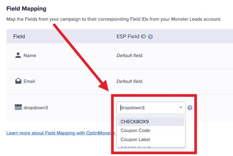 Select the custom field to map your optin field to in the integration.