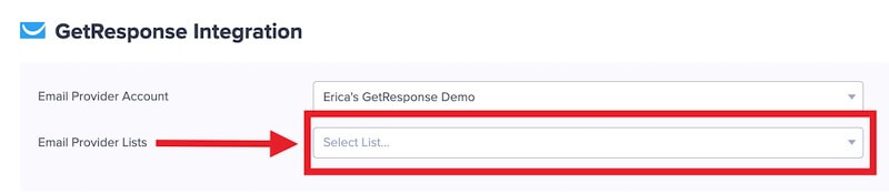 Select the List you want to add leads to in GetResponse.