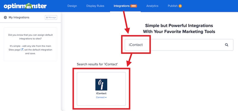 iContact Integration in OptinMonster
