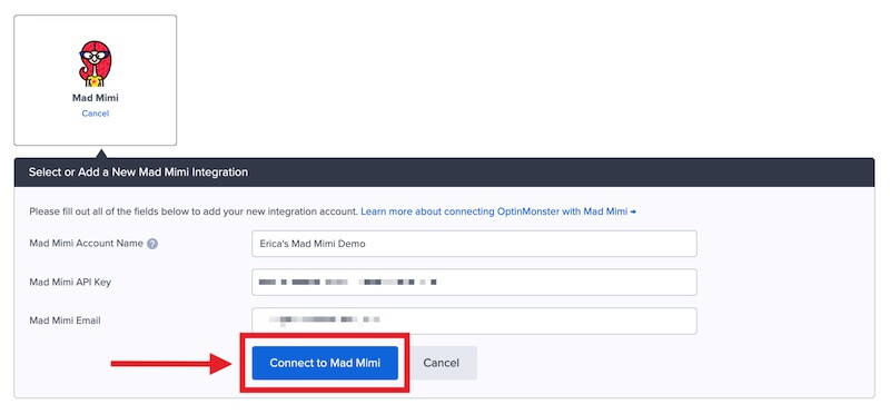 Connect OptinMonster with Mad Mimi.