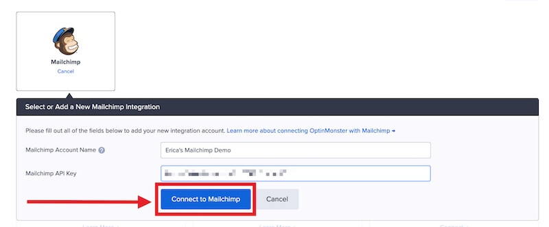 Connect Mailchimp in OptinMonster.