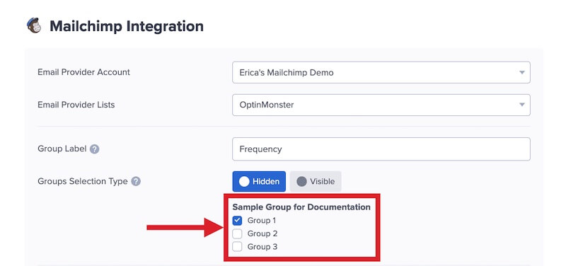 Set the Group(s) to automatically add Leads to in Mailchimp.