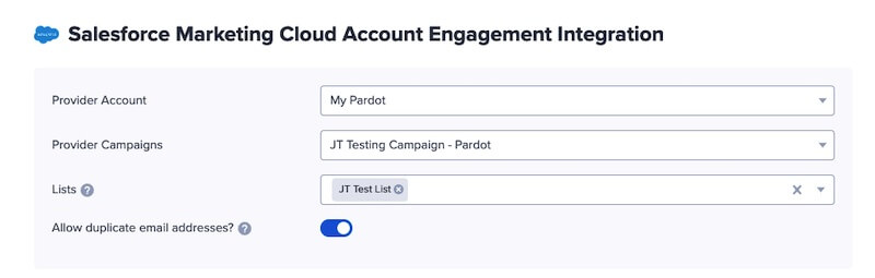 Salesforce integration with OptinMonster optional settings.