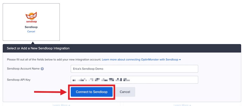 Connect OptinMonster with Sendloop.