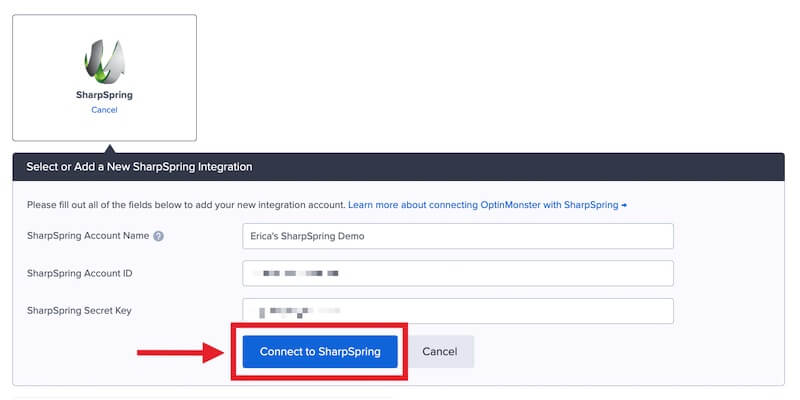 Connect OptinMonster with SharpSpring.