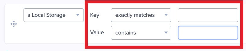 Local Session Storage rule options.