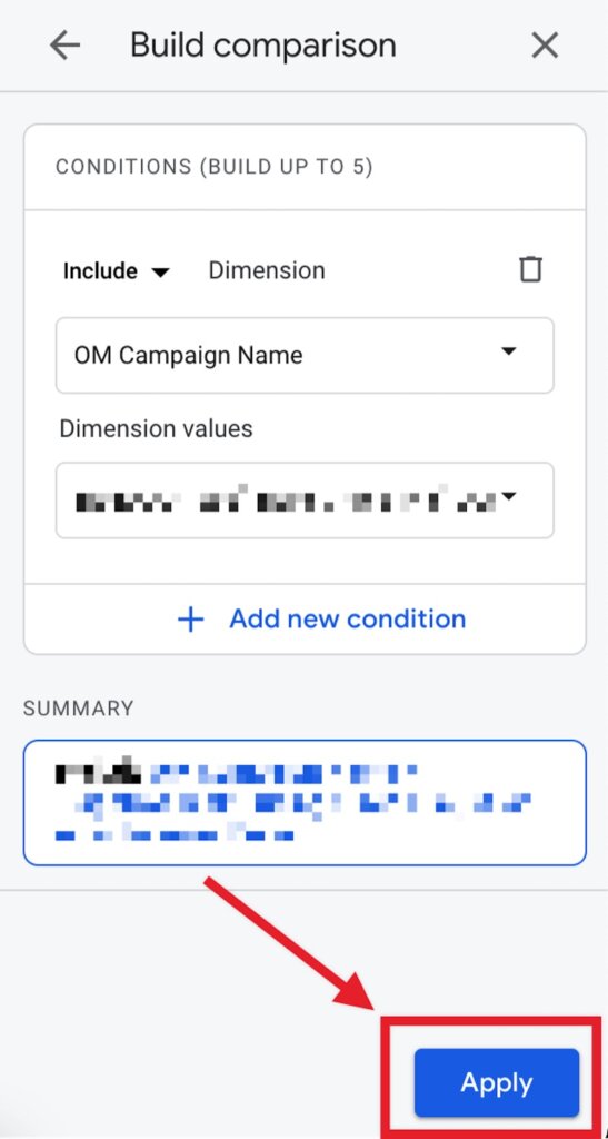 Apply Comparison settings.