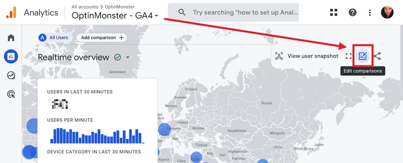 Edit comparisons in Google Analytics.