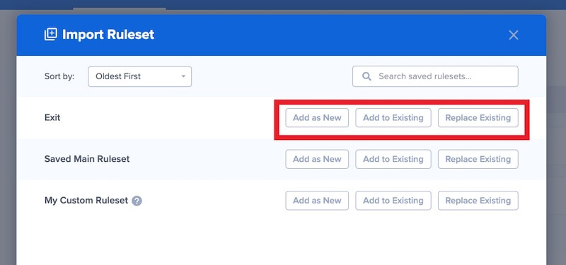 Import Ruleset Options in OptinMonster